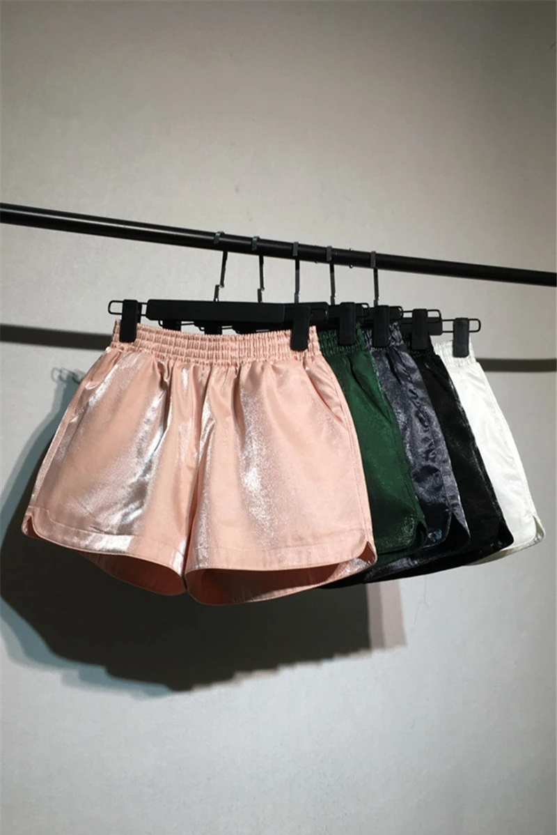 

Cool! Elastic high waist flash sports shorts women's summer 2021 casual hot pants loose A-line wide leg pants
