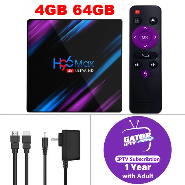 H96 Max Smart tv Box+ 1 год Gator IP tv код Android9.0 телеприставка 2,4G& 5Ghz Wifi 4K HDR французский Arbic UK медиаплеер IPTV коробки - Цвет: 4G64G(1 Year IPTV)