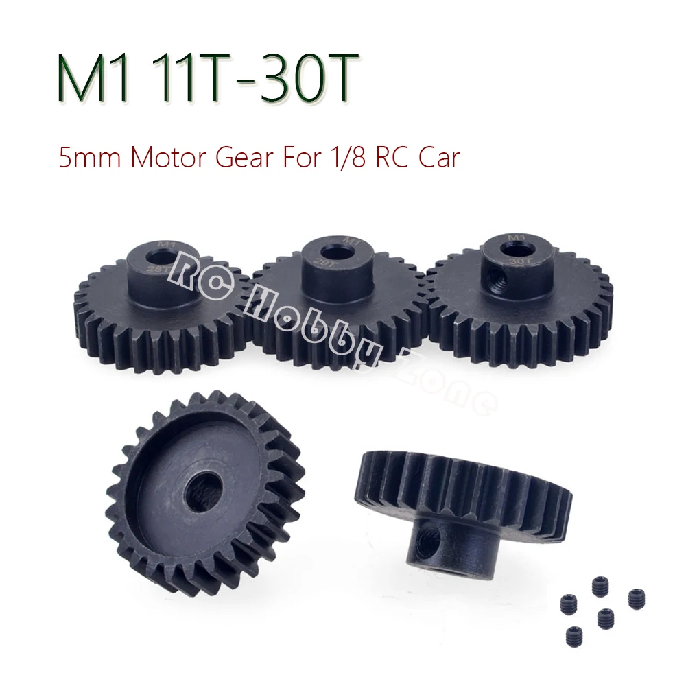 

M1 5mm 11t 12t 13t 14t 15t 16t 17t 18t 19t 20t 21t 22t 23t 24t 25t 26t 27t 28t 29t 30t Pinion Motor Gear for 1/8 RC Car