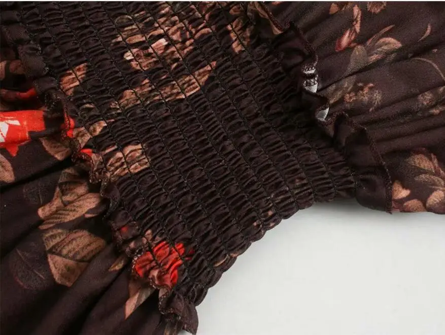 Женское винтажное платье с длинным рукавом длинное поясом на резинке и оборками