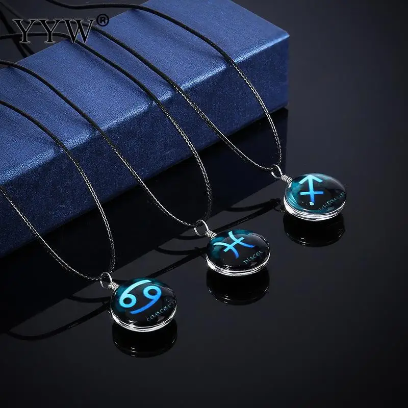 Новинка модное ожерелье унисекс с созвездиями 12 знаков Зодиака Подвески кожаный