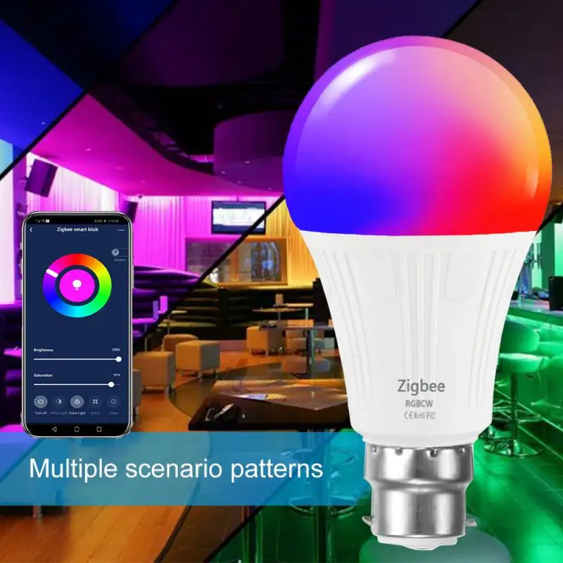 

Tuya Zigbee Smart Light Lamp Bulb 7W Color Changing RGB LED Bulb E27/B22 APP Remote Compatible With Alexa Google Home