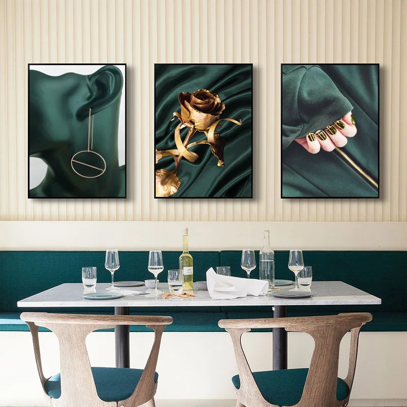 

Abstract Posters And Prints Green Swirl Rose Flower Nail Art Wall Art Canvas Painting Nordic Pictures For Living Room Decor