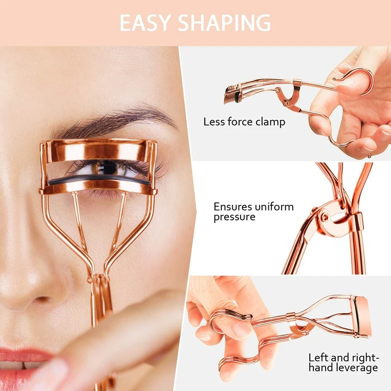 

4 in 1 Beauty Eye Lash Curlers with Tweezers and Replacement Silicone Refill Pads Women Makeup Kits Eyelash Curler