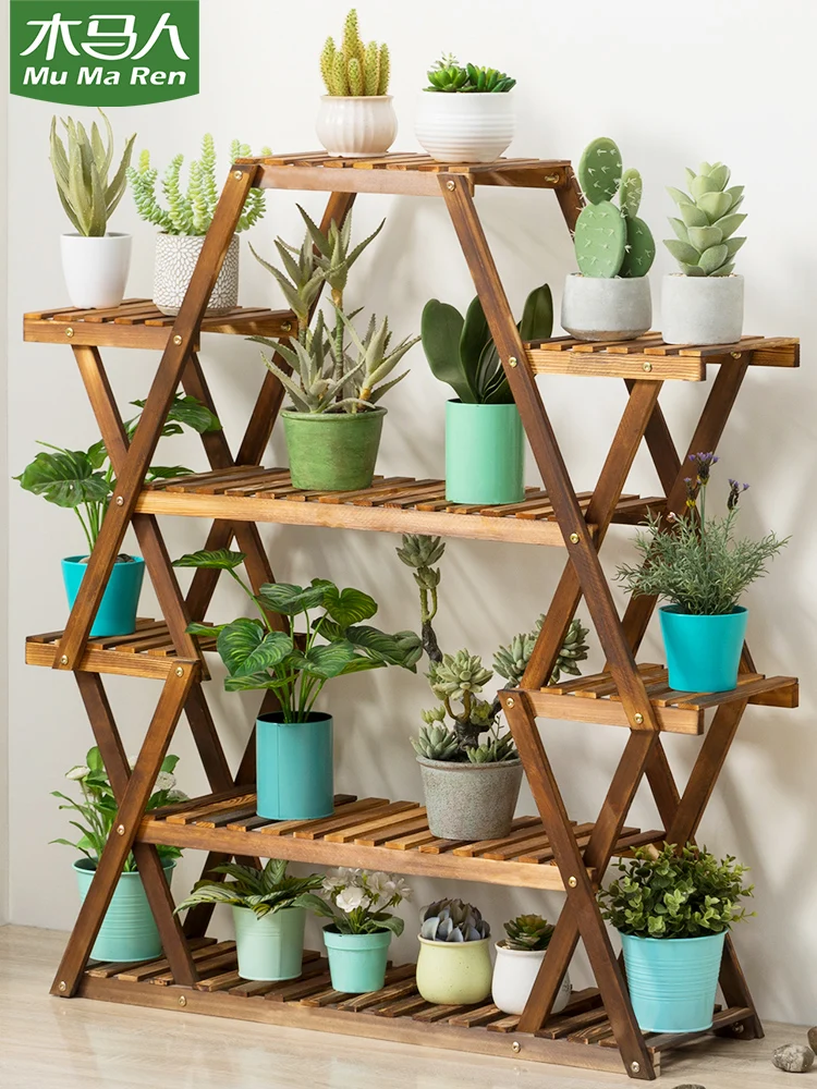 

Solid Wood Shelf Shelf Multi-layer Balcony Decoration Rack.