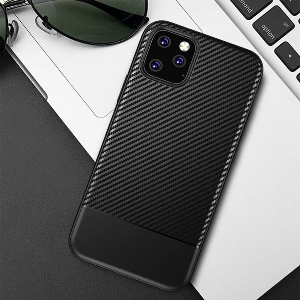 For Apple iphone 11 Pro Max Case Luxury Slim soft Protective back cover case for iPhone Carbon Fiber Armor shell | Мобильные