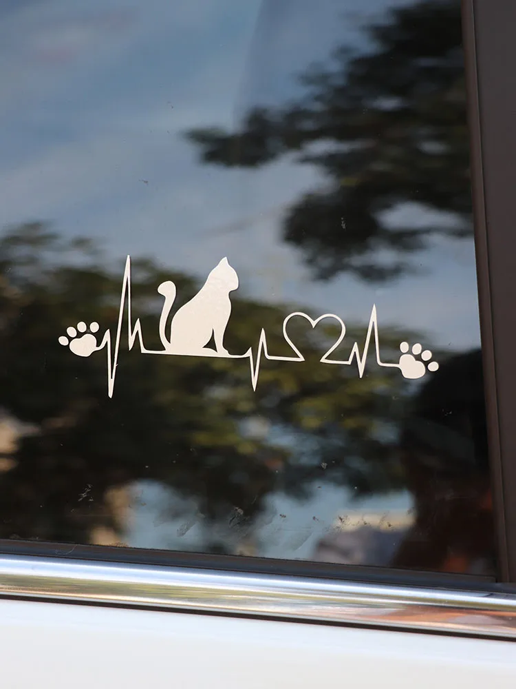 

ZTTZDY 16.4*6.5CM Lifeline Heartbeat Car Sticker Footprints Vinyl Decal Love Black/Silver ZJ4-0154