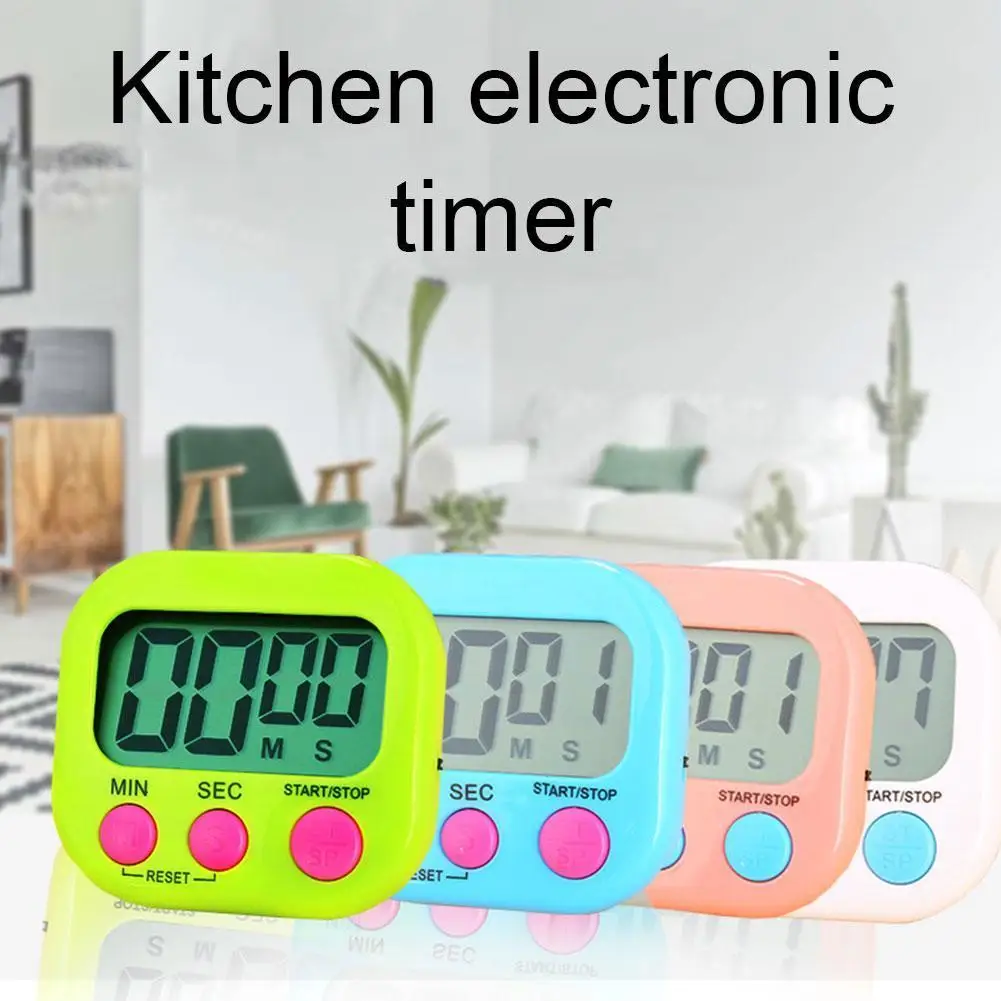 

1PC Digital Kitchen Timer Magnetic Backing Stand Countdown Alarm Mini LCD Big Digits Loud Alarm For Cooking Baking Sports Games