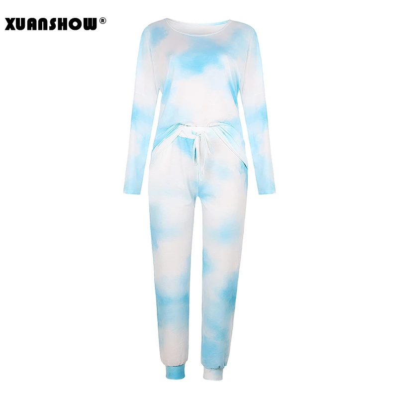 XUANSHOW 2020 женский спортивный костюм с круглым вырезом повседневный пижамный