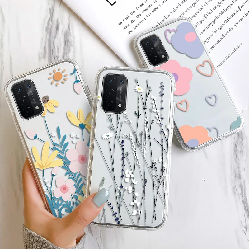 

For Oppo Reno 5 Lite Case TPU Flower Case For A54 A74 A94 A93 A53 A52 A72 A37 A15 A15S A35 A9 A8 A7 AX7 A5 A11 A11X A31 Fundas