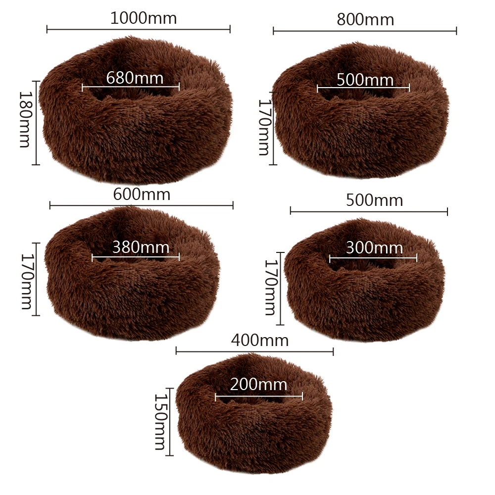 

HILIFE House Soft Long Plush Dog Bed For Small Dogs Cats Nest Puppy Mat Anti-Slip Bottom Round Cat Bed Winter Warm Sleeping Bed