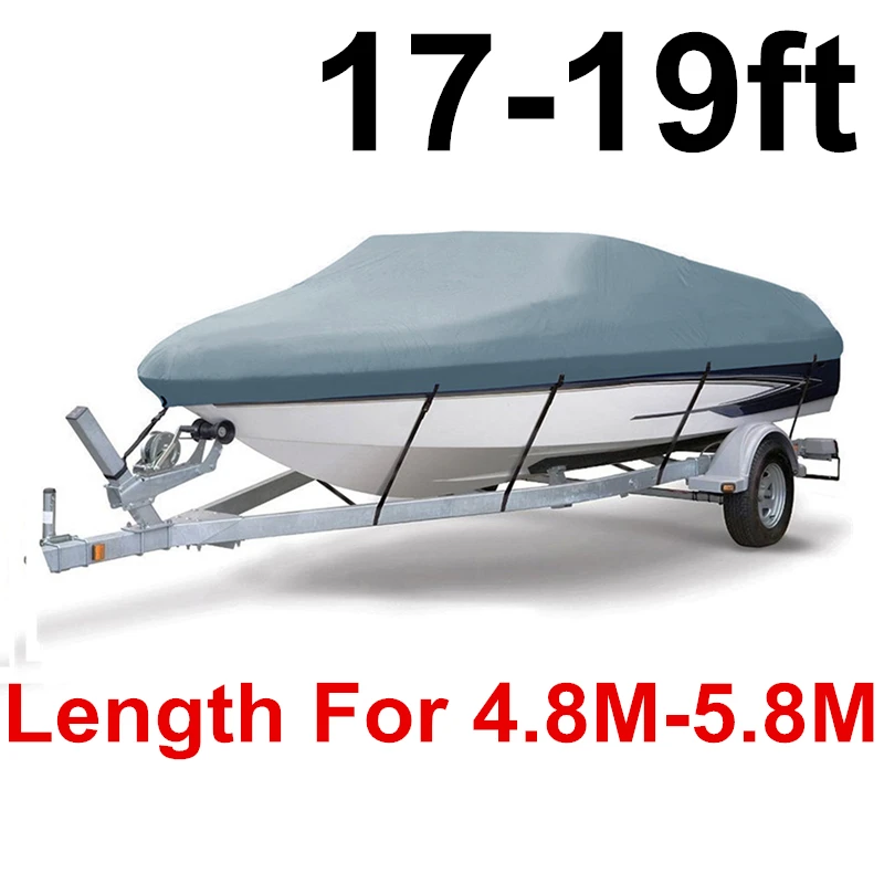 GREY 17-19ft 14-22ft Trailerable 210D чехол для лодки водонепроницаемый серый рыбий лыжный v-корпус Солнцезащитный УФ-протектор для катера швартовка для лодки D45 - Цвет: GREY 17-19ft