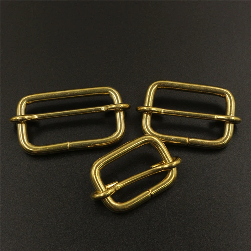 

1xBrass Tri-glides Bar Buckle Slider Sliding Center Bar Strap Adjuster Buckle For Leather Craft Bag Shoulder Belt Strap Webbing