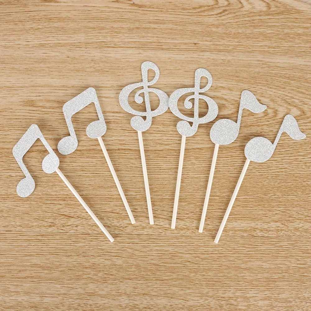 18PCS Glittery Notation Birthday Cake Toppers Set Musical Notation Party Decoration for Baby Shower Wedding Birthday Party