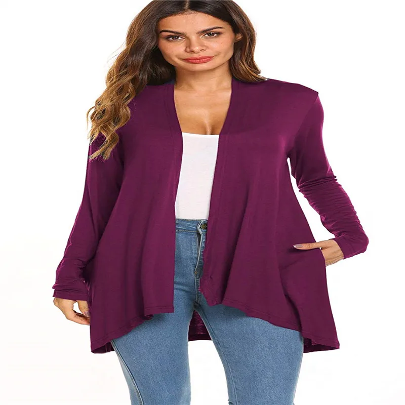 Женская Повседневная легкая модель с длинным рукавом открытой передней частью и