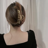 simple metal hollow out hair claw elegant hair accessories geometric barrettes large size shark clip bath makeup ponytail clip