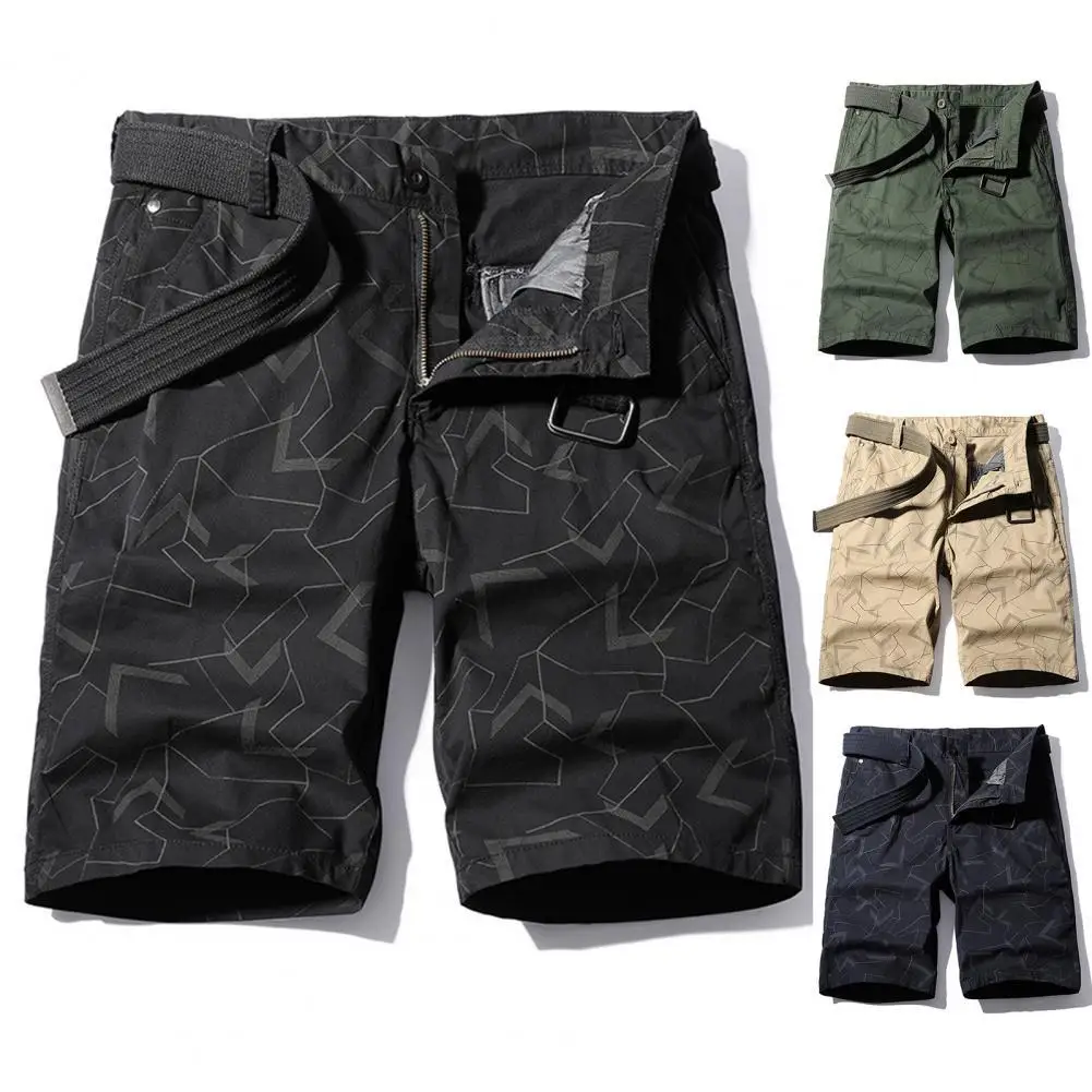 

2021 Summer Men's Camouflage Cotton Zipper Casual Multi Pocket Regular Five-Point Pants Male Breathable Loose Plus Size Shorts