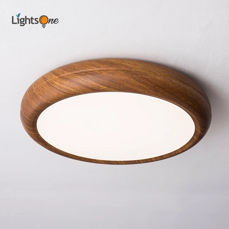 Modern creative antique ceiling light walnut wood grain Iron