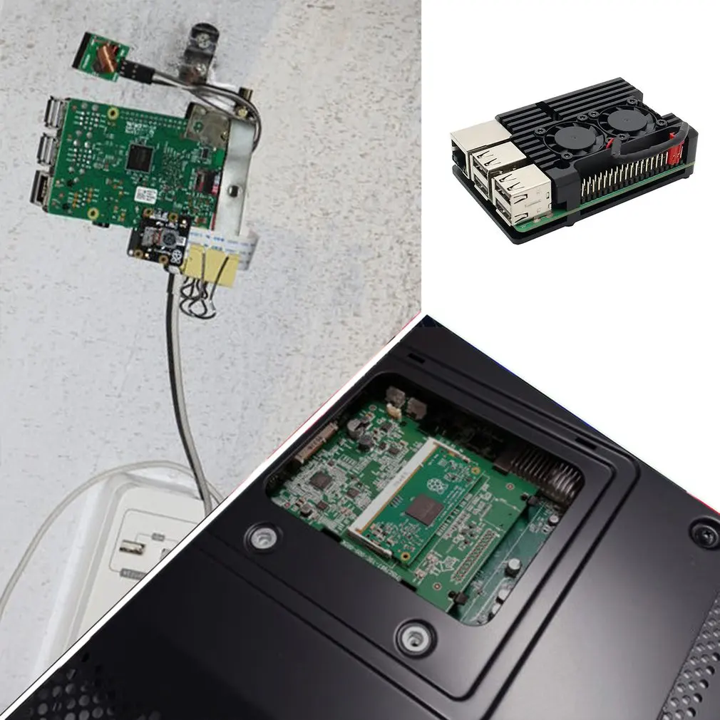 Алюминиевый Чехол для Raspberry Pi 4/3 с двойным вентилятором металлический корпус