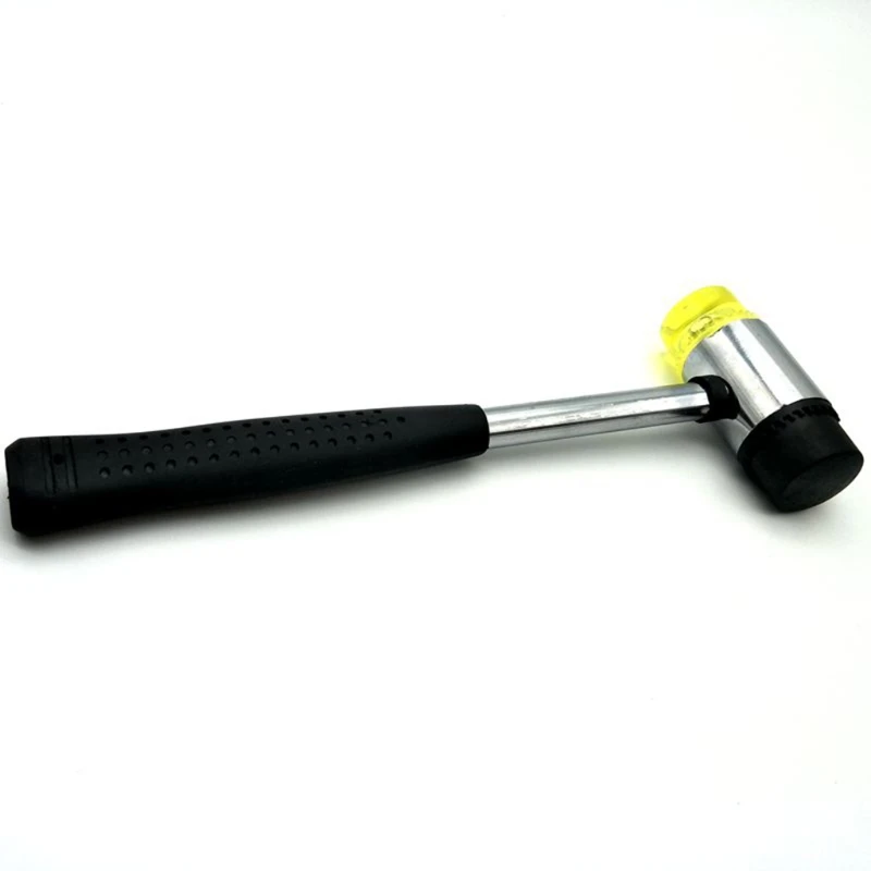 

N1HF 25mm Double-Face Hammer with Soft/Hard Tips & Non-Slip Rubber Handle, Steel Pipe Mallet with 5 Leveling Pens
