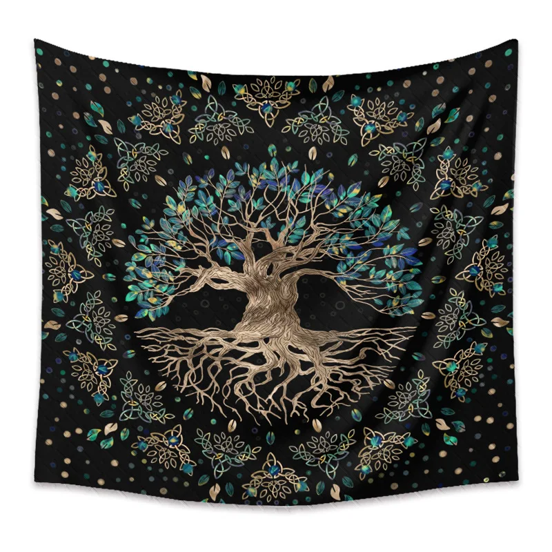 

Mandala Tree Tapestry Wall Blanket Decor Home Room Decoration Polyester Fabric Leaves Hippie Boho Tapiz Psychedelic Carpet Yoga