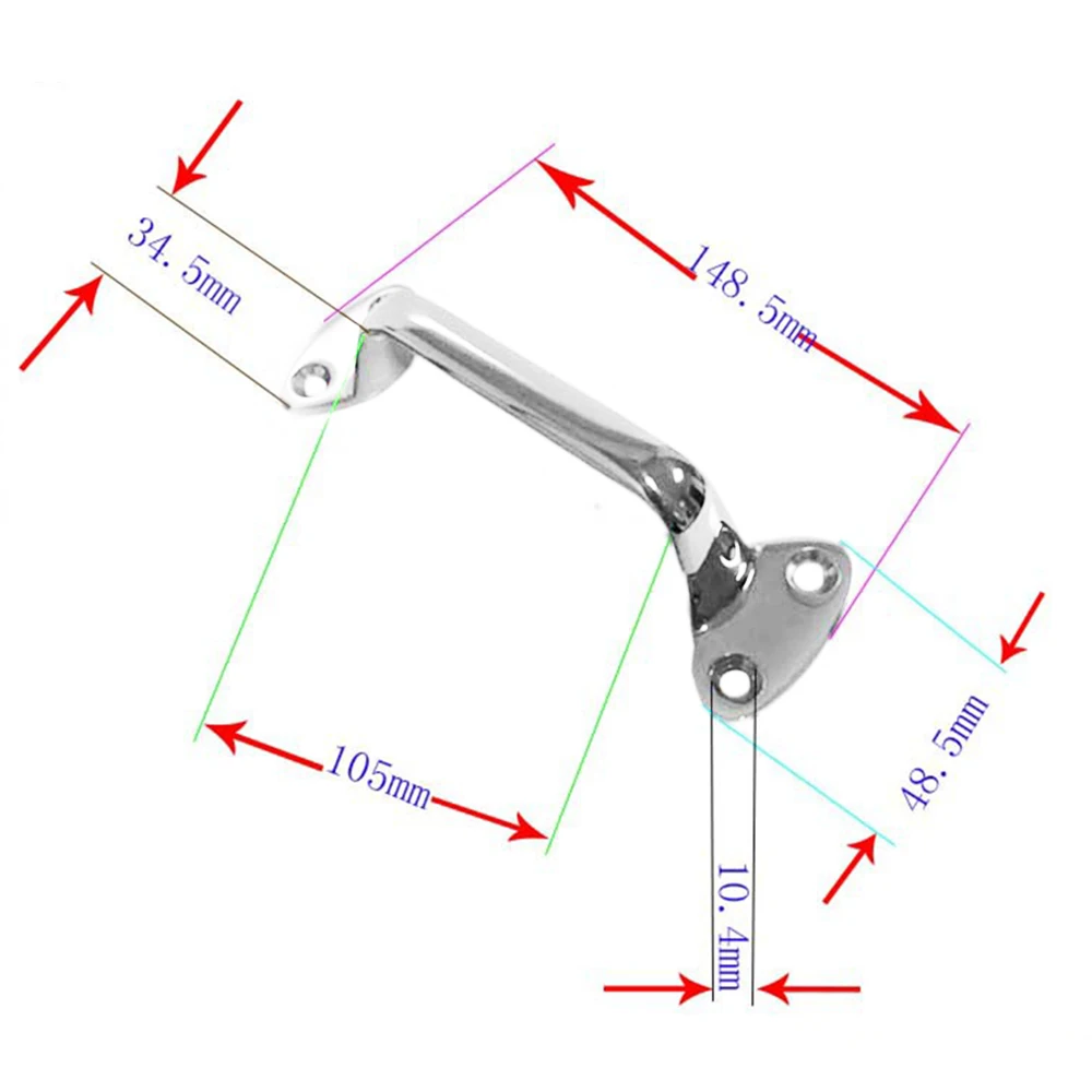 

148.5*48.5mm Boat Door LockerTransom Handrail Grab Handle Marine Stainless Steel
