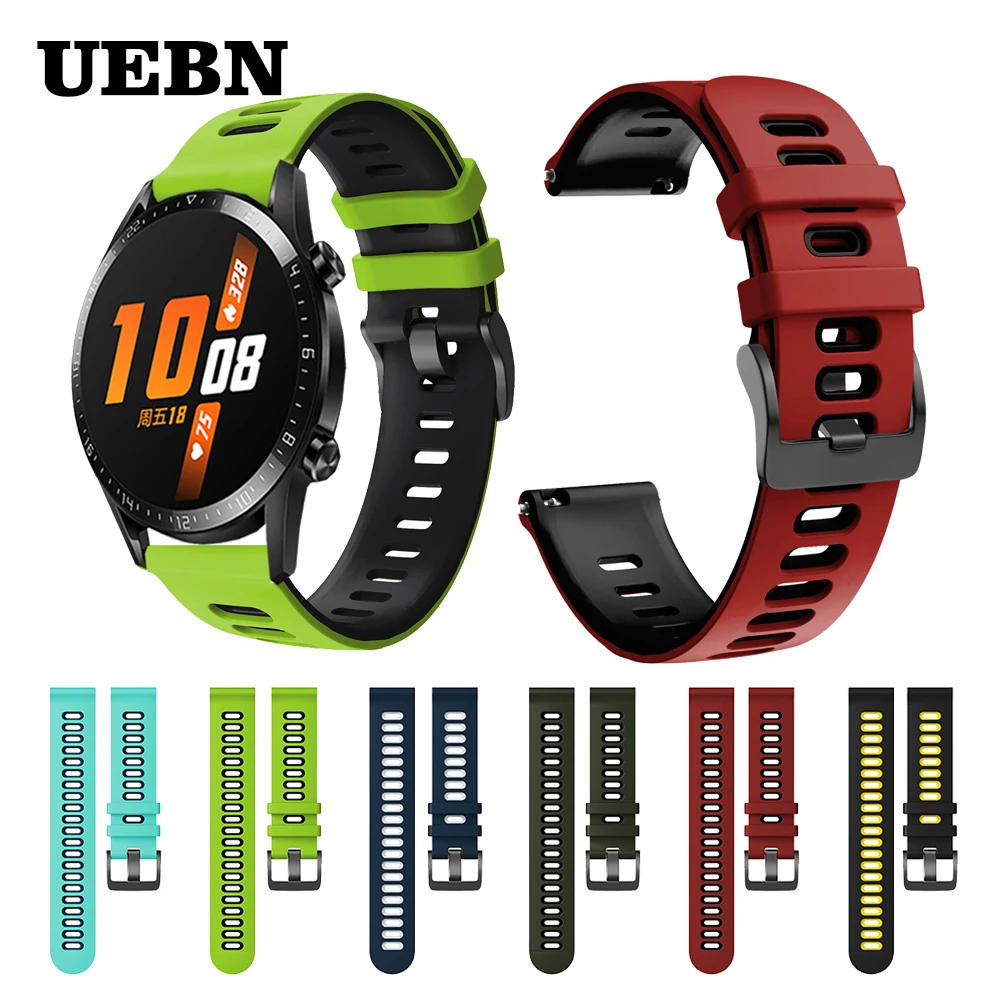 UEBN 20 мм/22 мм Correa силиконовый ремешок для часов HUAWEI WATCH GT 2 42 46 Sport Edition HONOR Magic ремешки