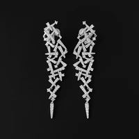 s925 sterling silver moroccan series interwoven mesh long stud earrings low luxury personality temperament holiday gift