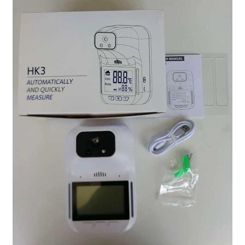 

Wall-Mounted HK3 Digital Infrared Thermometer Non-Contact Forehead Body Thermometer LCD Display Office Metro Home Use