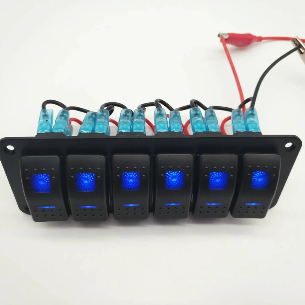 Новый автомобильный морской катер 12/24 в 6 клавиш Синий светодиодный
