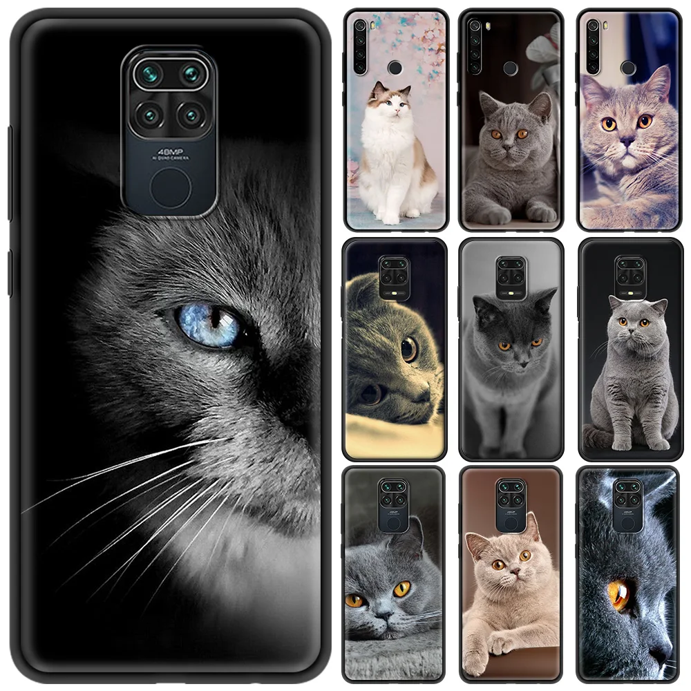 

Luxury Coque for Redmi Note 10 Note 9 8 7 9T 8T 9S Pro 7A 8A 9 9A 9C K40 Pro Plus Silicon Phone Case British Shorthair Cat