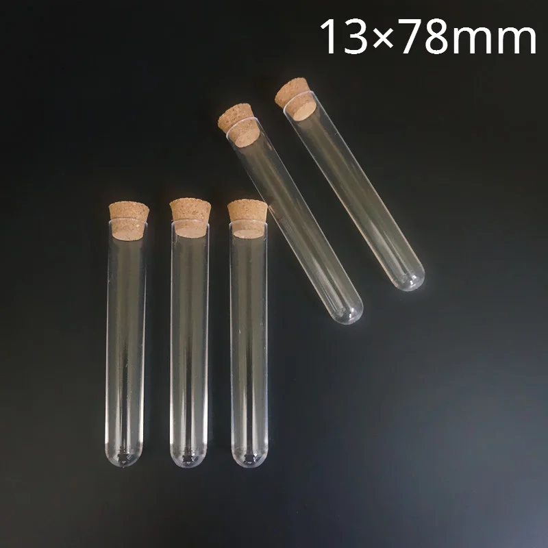 

50pcs/100pcs/200pcs 13x78mm Plastic Test Tubes With Corks Wooden Caps For Experiment Or Wedding Gift Containing