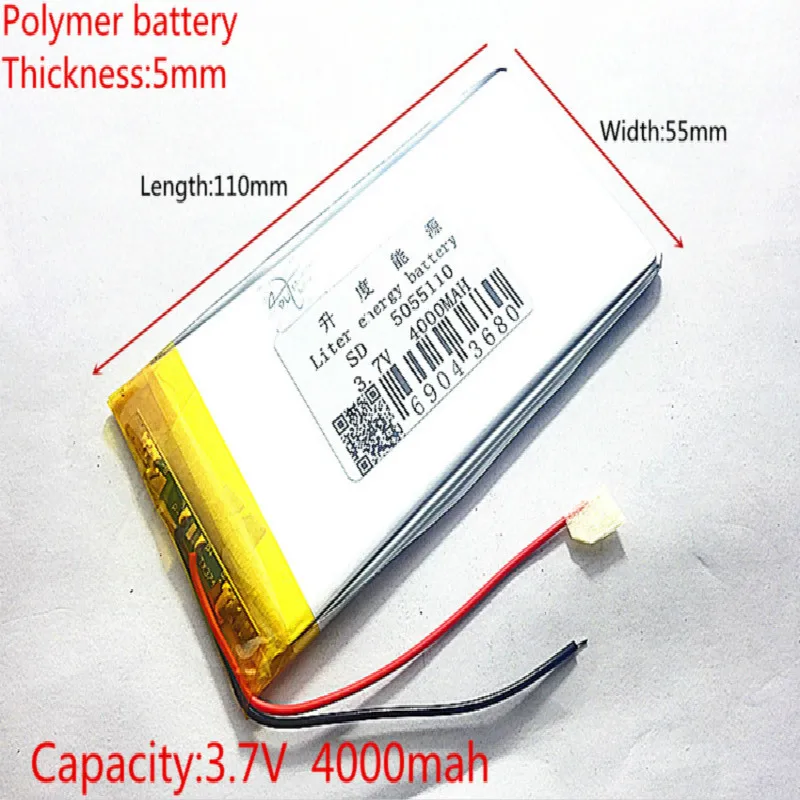 3 7 V литий полимерная батарея 4000 mah lare емкость PDA tablet PC MID 5055110|lithium polymer battery|polymer