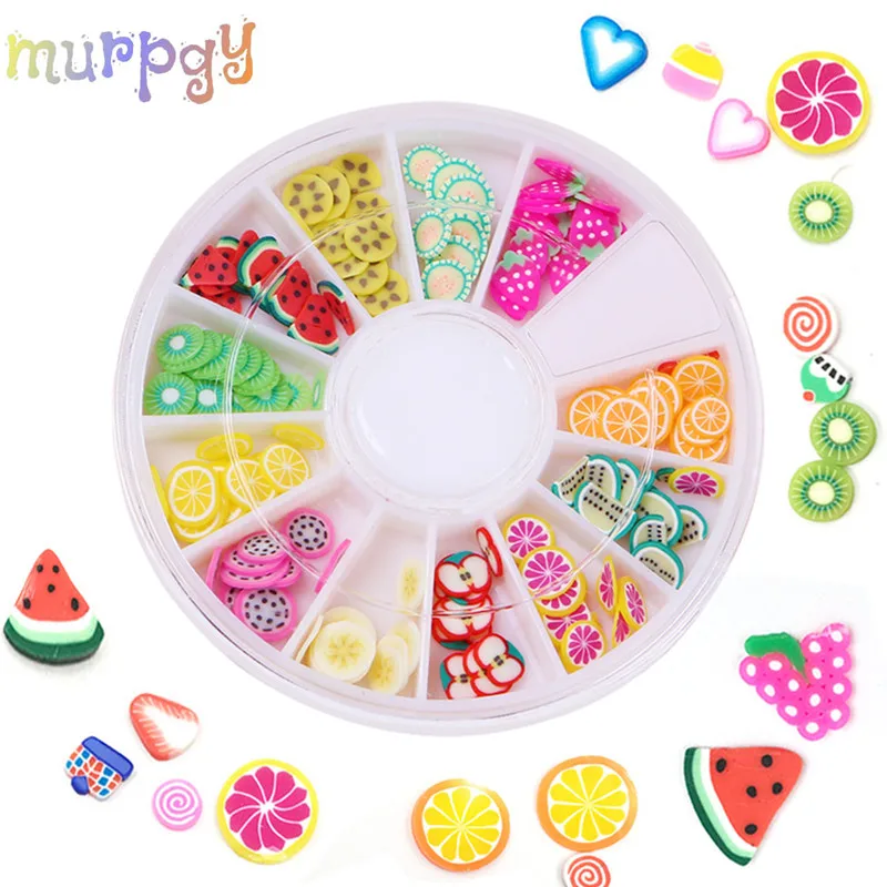 12 стилей слайма добавление мягкие ломтики слайд для кристально чистого DIY ногтей