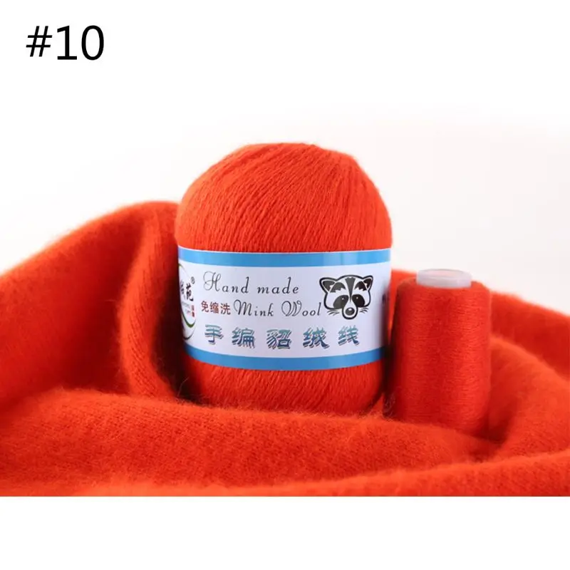 10 50g Soft Mink Wool Yarn Hand-knitted Luxury Cashmere Crochet Knitted Crochet Knitting Scarf M0XD - Color: 10