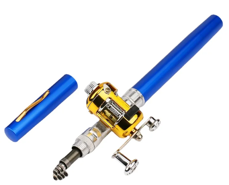 

Portable Pocket Telescopic Mini Fishing Rod Pole Pen Shape Folded Fishing Rod With Reel Wheel For Outdoor River Lake Fishing
