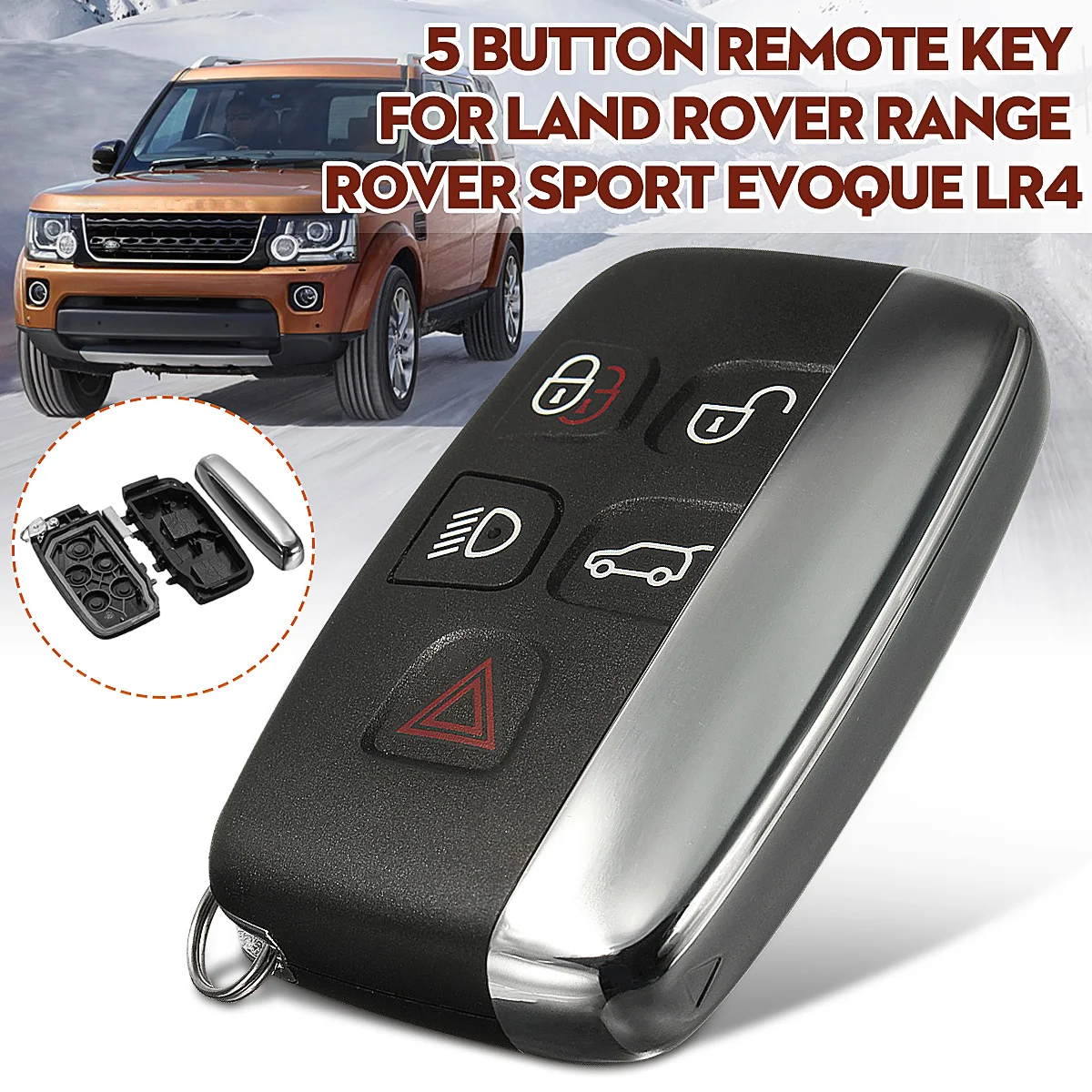 

5 Button Remote FOB Key Case Cover Shell For LAND ROVER LR4 Range Rover Sport Evoque