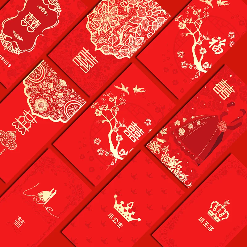 Красный конверт китайский свадебный новогодний поздравительный
