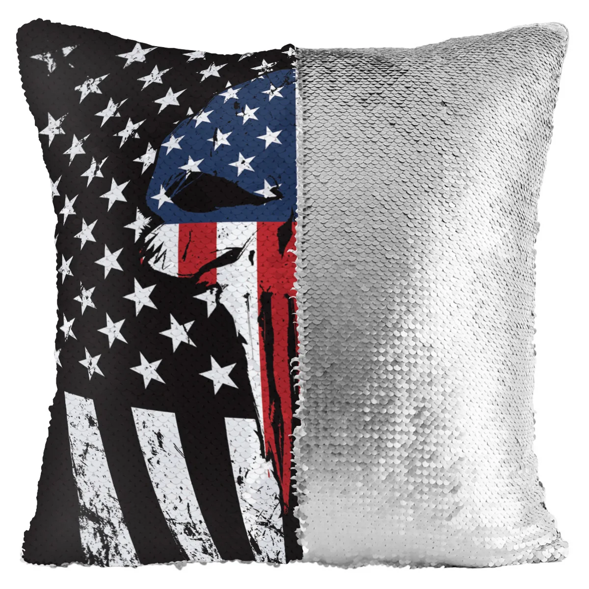 Каратель Череп красная линия американский флаг Волшебная наволочка блестки