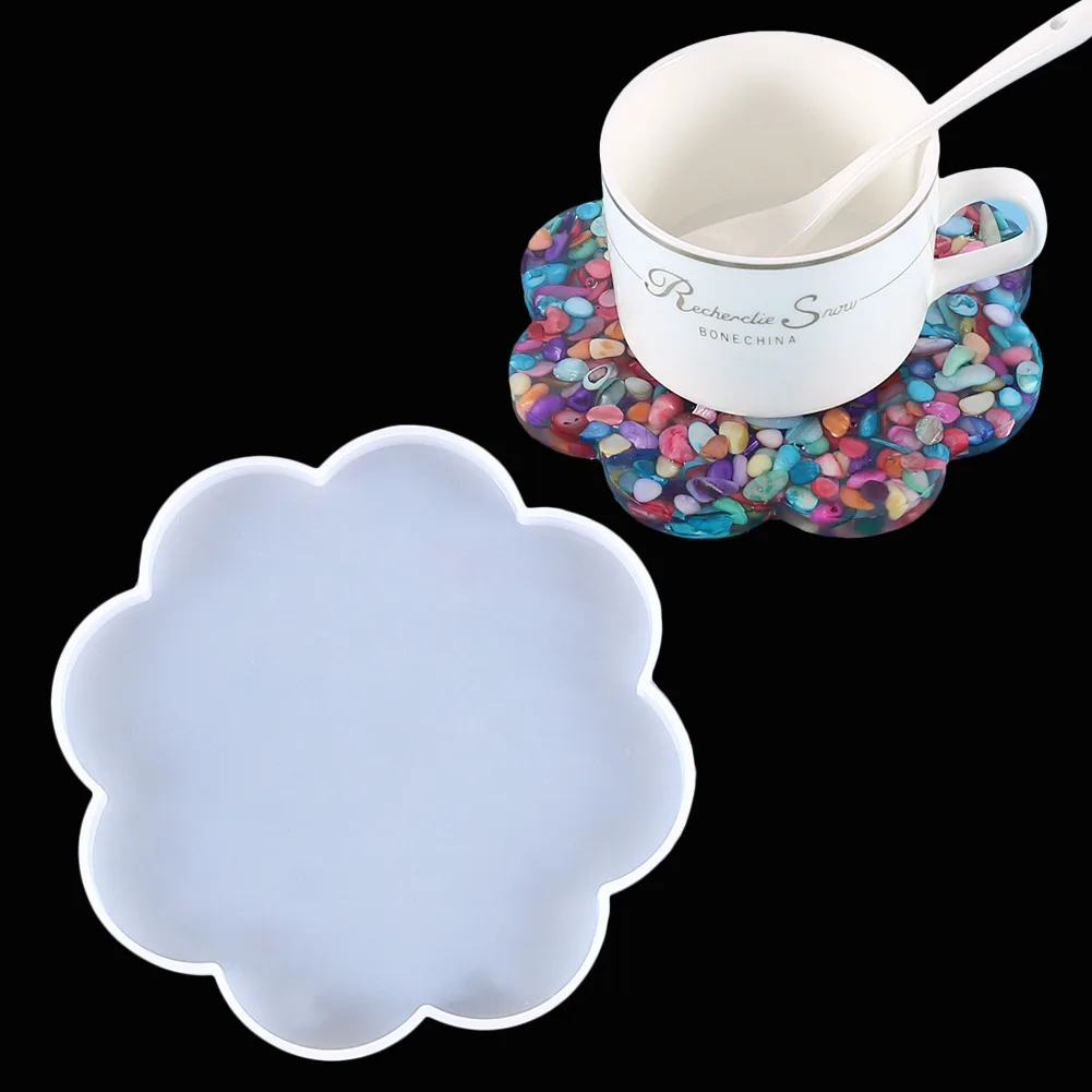 

Diy Crystal Epoxy Plum Blossom Mold Flower-shaped Coaster Handmade Mirror Resin Ornaments Silicone Handmade Products