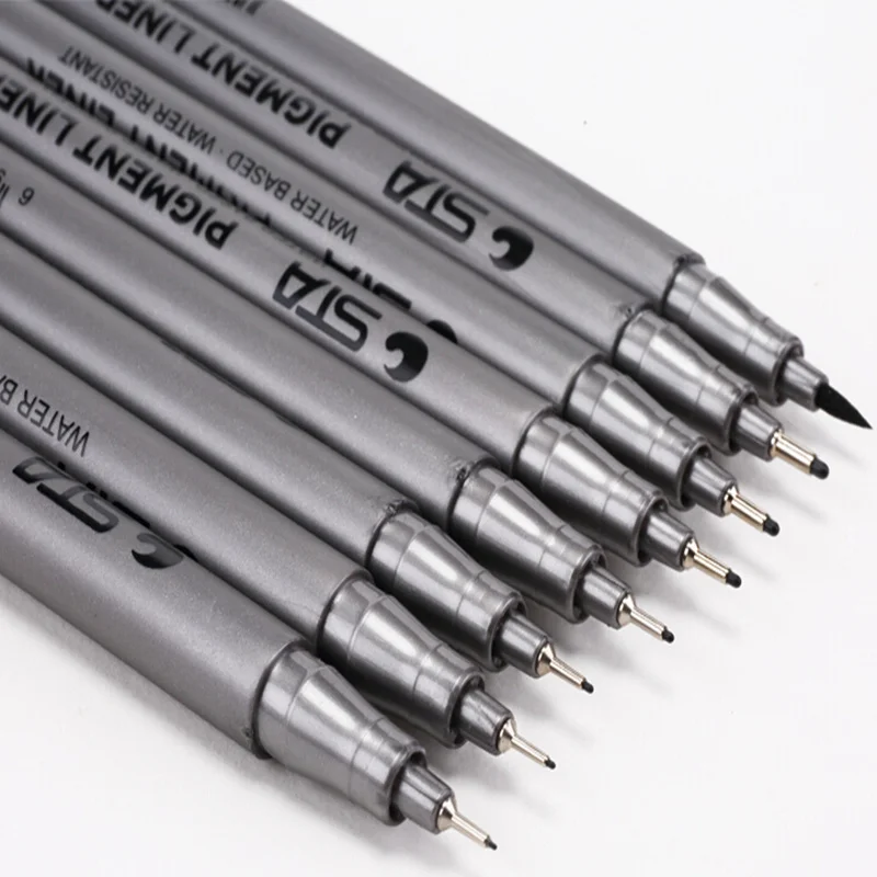 STA 9 шт. разные типы водостойких пигментных лайнеров тонкие точки на водной основе