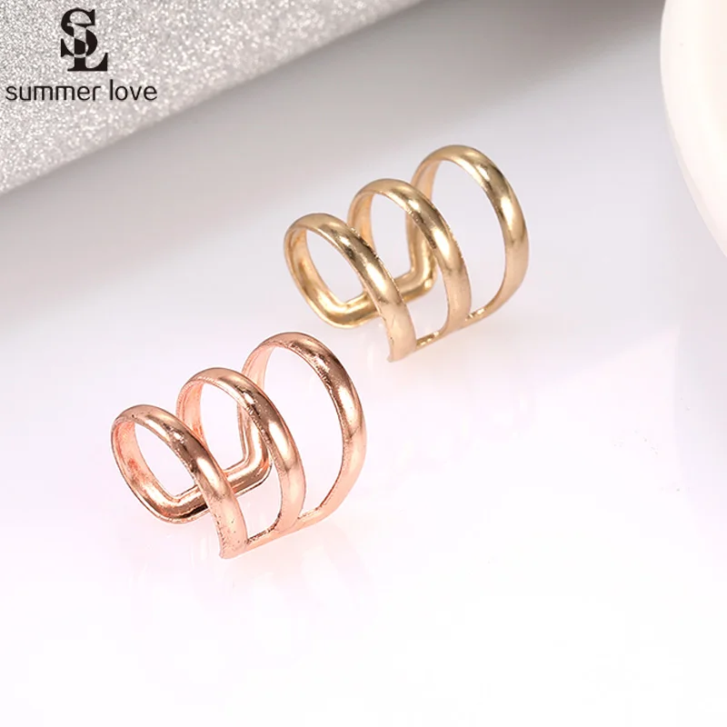 10 шт. Модные металлические серьги клипсы без пирсинга 3 ряда|Серьги-клипсы| |