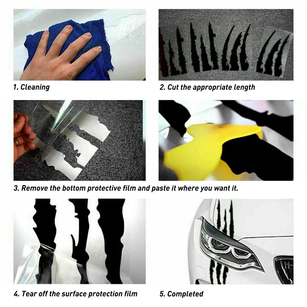 

Universal 2 Pcs Monster Claw Scratch Decal Reflective Sticker for Car Headlight Decor Monster Claw Scratch Stripe Marks