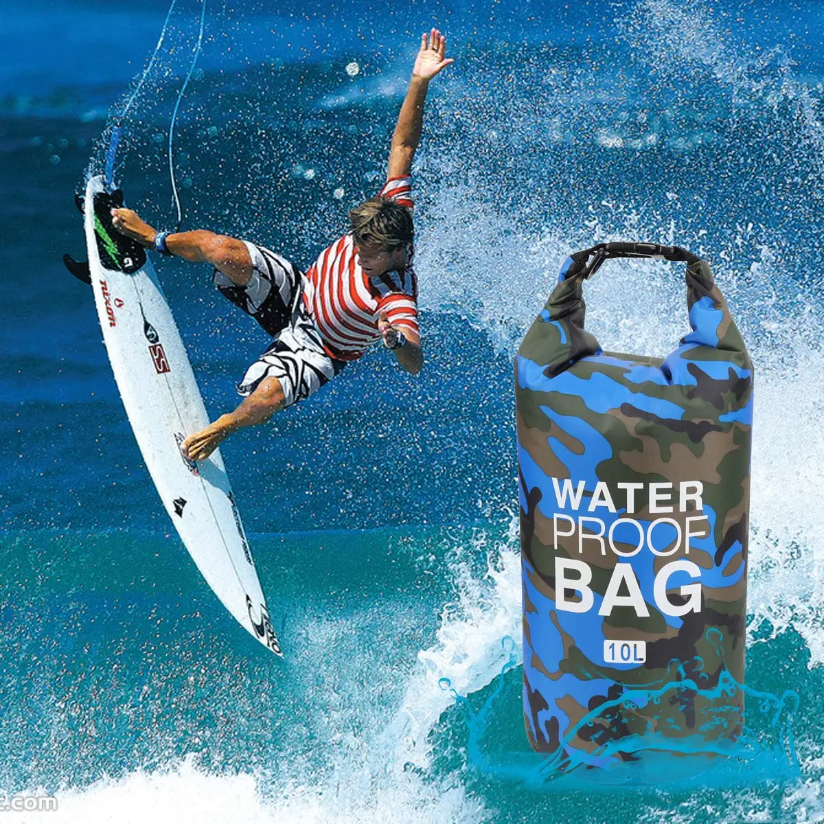 PVC Waterproof Dry 5L 10L 20L 30L Camo Outdoor Diving Foldable Man Women Beach Swimming Bag Rafting River Ocean Backpack