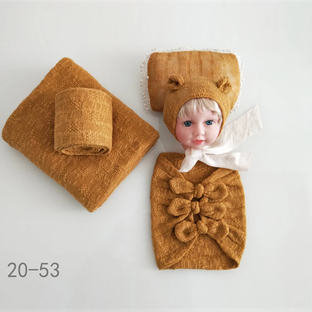 5pcs Sets 20-53 D& J 4 шт./5 шт. комплекты для новорожденных реквизит для фотосъемки ребенок позирует подушку шляпа капот обертывания фоновое одеяло Fotografia студия реквизит - Цвет: 5pcs Sets 20-53