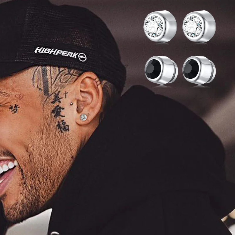 

Non Piercing Earrings Man,Magnetic Ear 7MM Crystal Rhinestone Stud Fake Non-Pierced Earrings for Men Jewelry