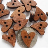 small 100pcs brown wooden 2 hole heart shape buttons for diy craft sewing scrapbooking clothing knitting accessories