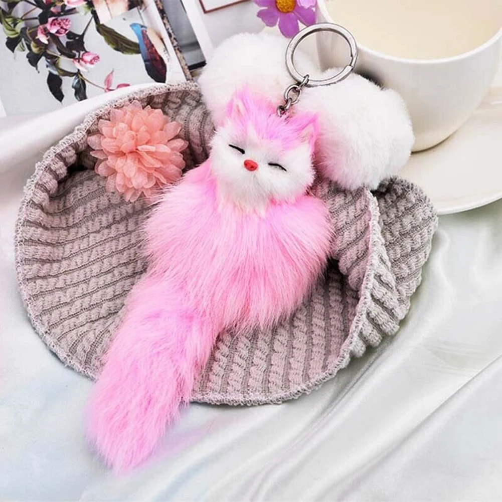 Брелок для ключей женщин и девушек милый плюшевый брелок в виде маленькой лисы