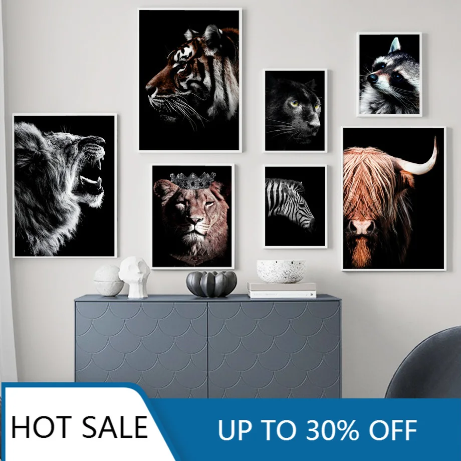 Настенная картина с Львом тигром пантерой зеброй быком | Дом и сад