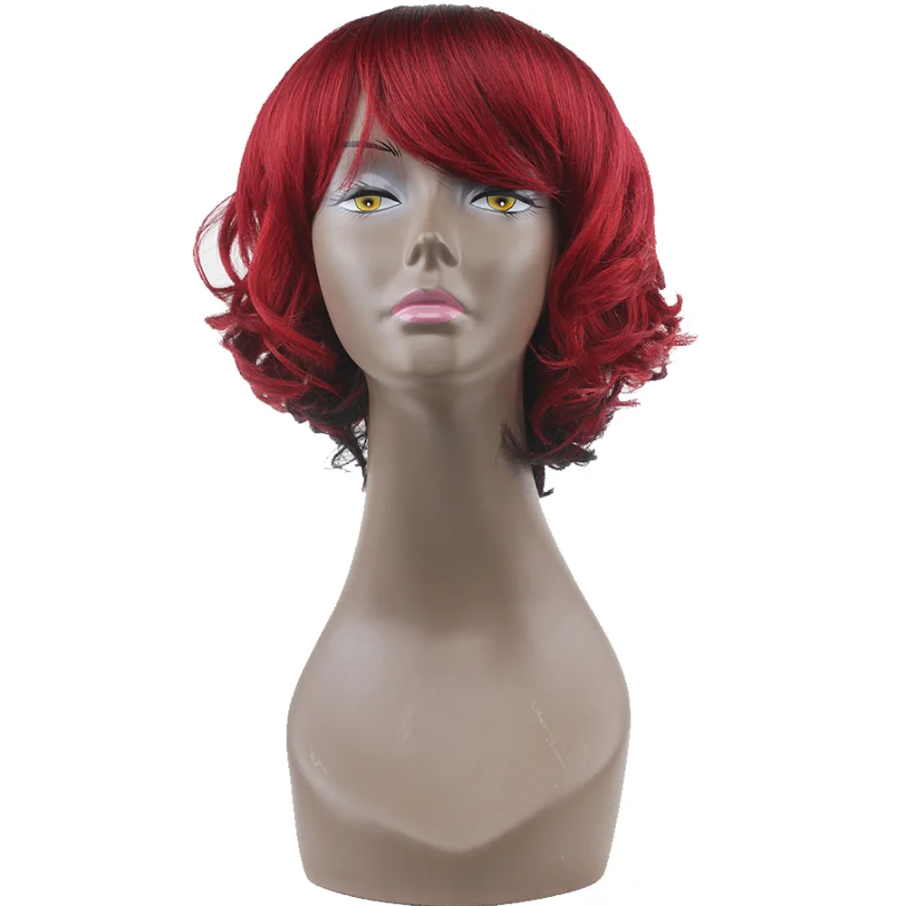 Красное вино цветной синтетический парик парики с челкой X-TRESS высокотемпературное волокно натуральная волна 10 дюймов короткий парик-Боб для черных женщин - Цвет: SPRDWINE